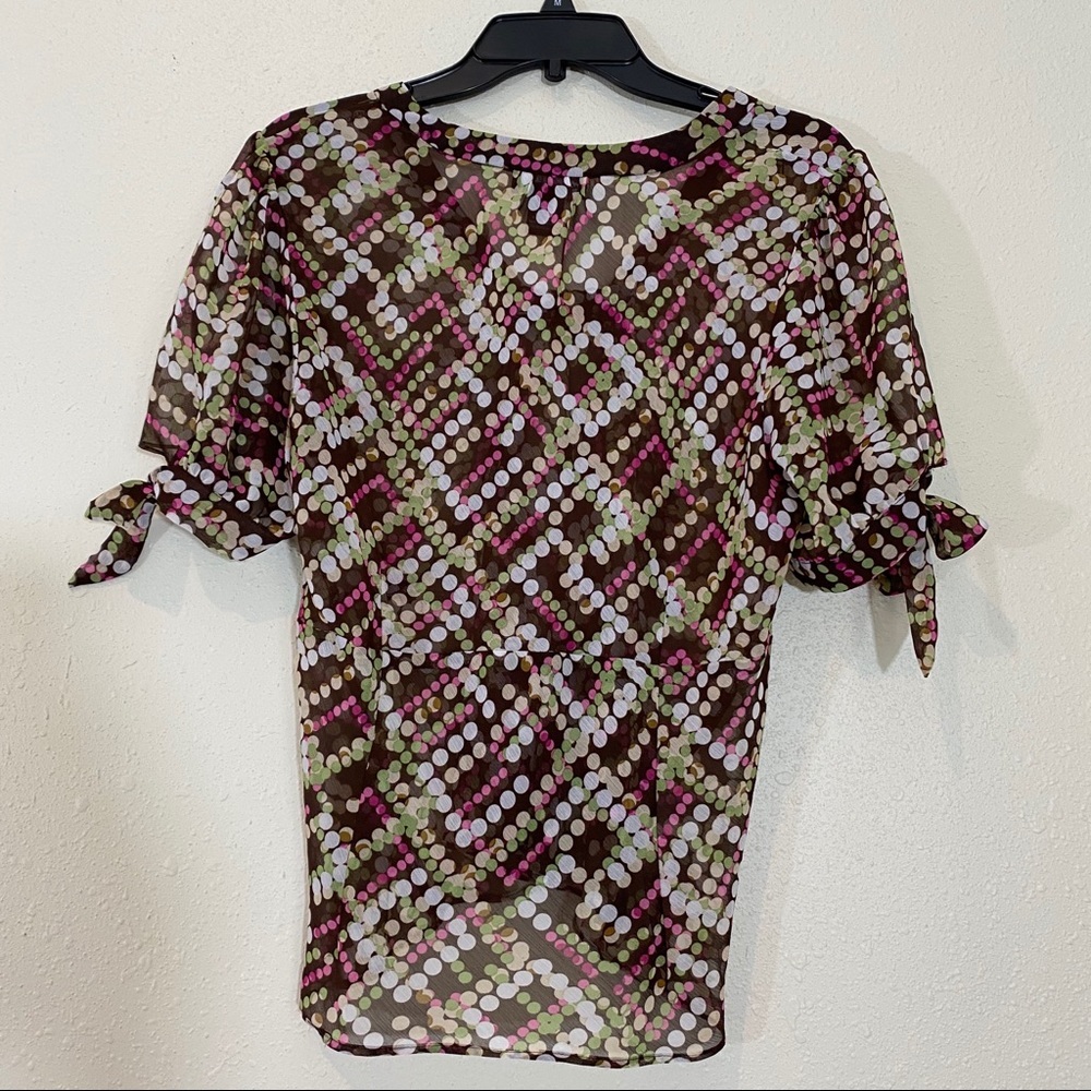 Boho Feminine Button Down Midi Skirt Top Feminine Flowy Fall colors Polka Dot - Picture 2 of 9